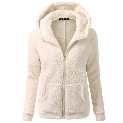 Fleece winterjas met capuchon voor dames