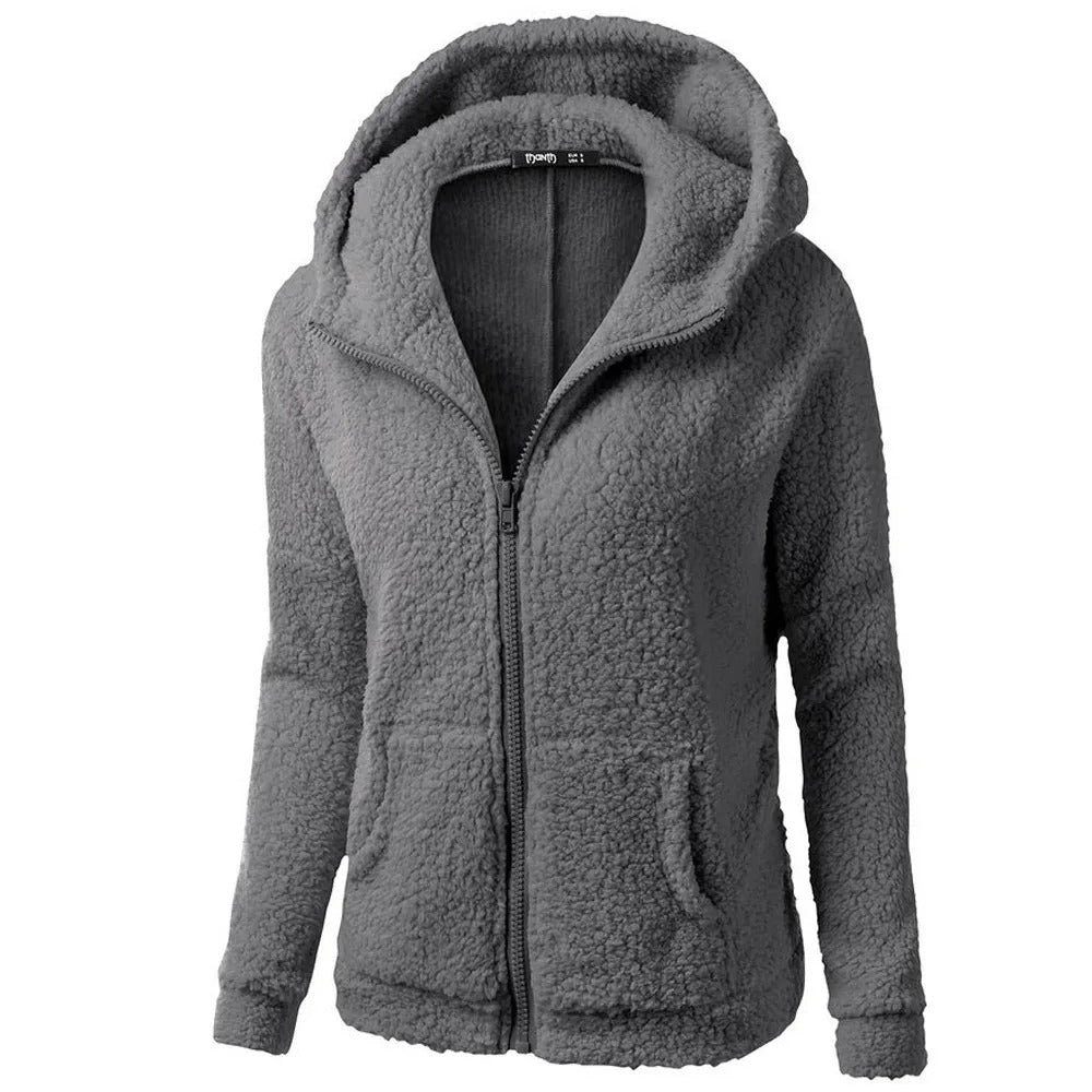 Fleece winterjas met capuchon voor dames