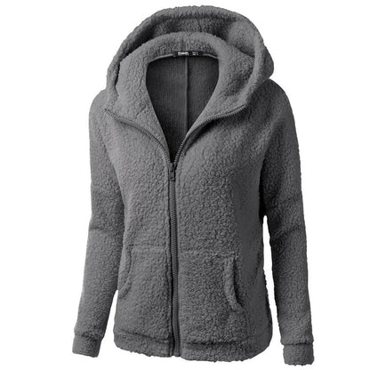 Fleece winterjas met capuchon voor dames