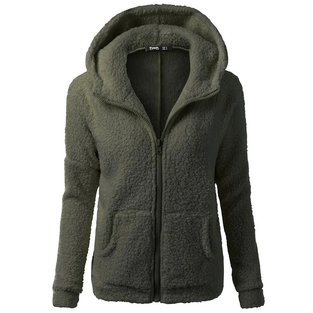 Fleece winterjas met capuchon voor dames