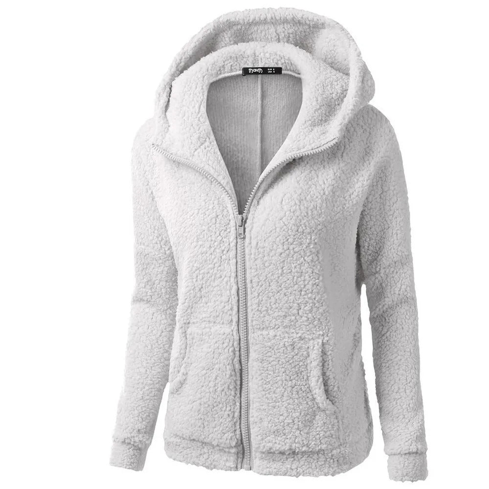 Fleece winterjas met capuchon voor dames