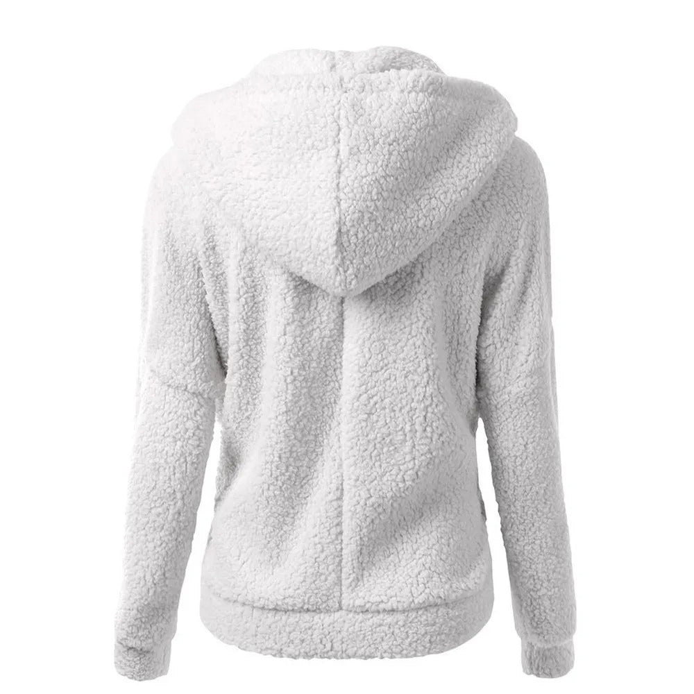 Fleece winterjas met capuchon voor dames