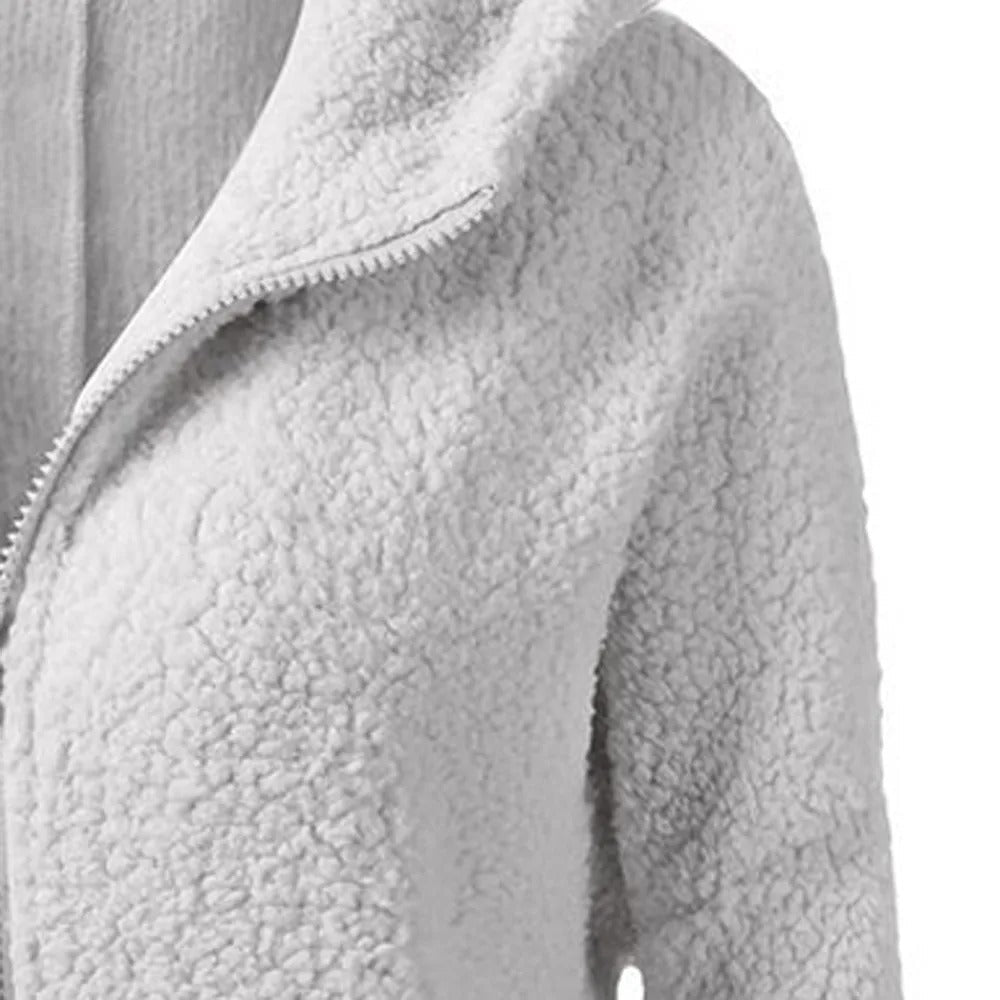 Fleece winterjas met capuchon voor dames