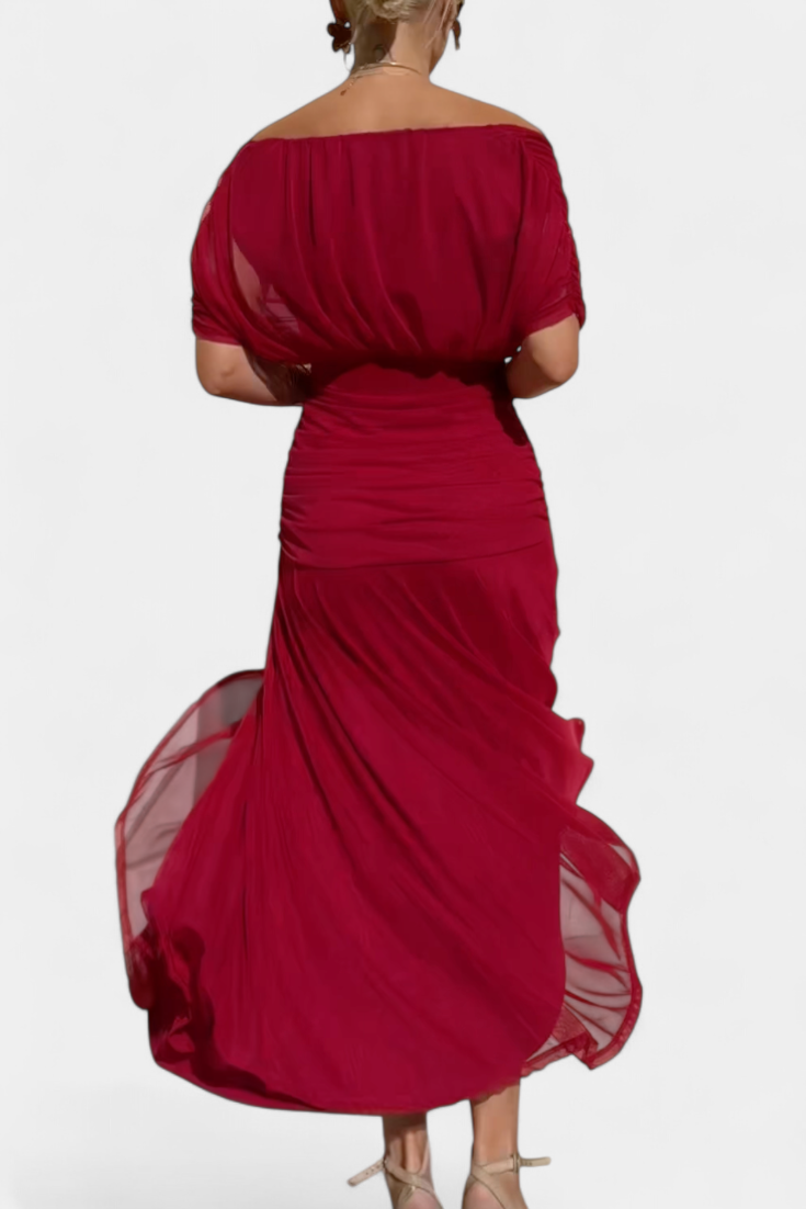Image of Floor | Dames Off-Shoulder Wrap Midi Jurk