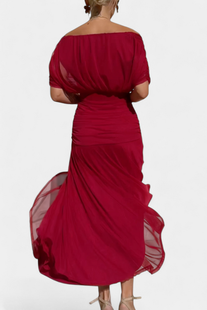 Image of Floor | Dames Off-Shoulder Wrap Midi Jurk
