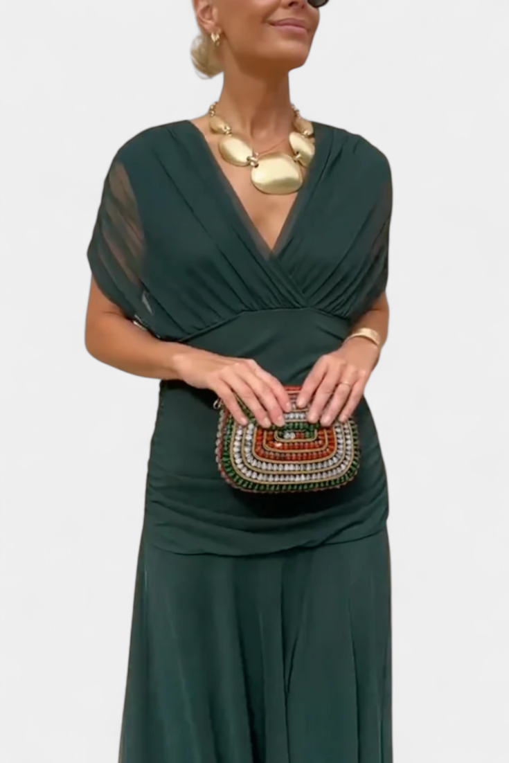 Image of Floor | Dames Off-Shoulder Wrap Midi Jurk
