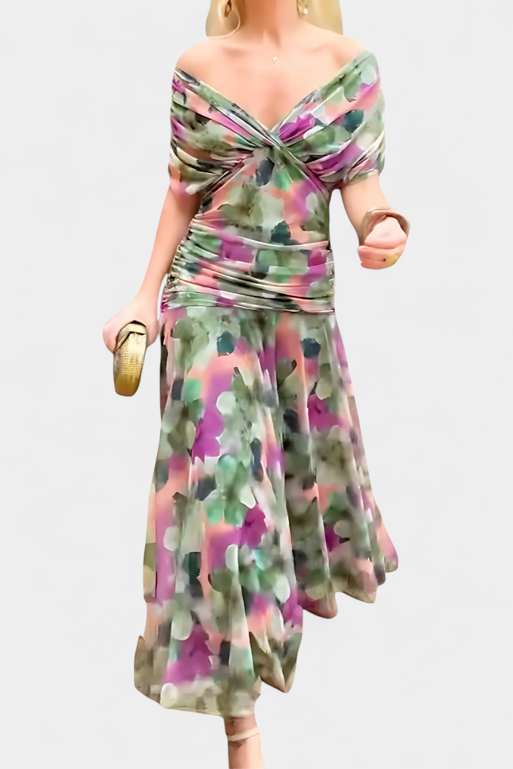 Image of Floor | Dames Off-Shoulder Wrap Midi Jurk