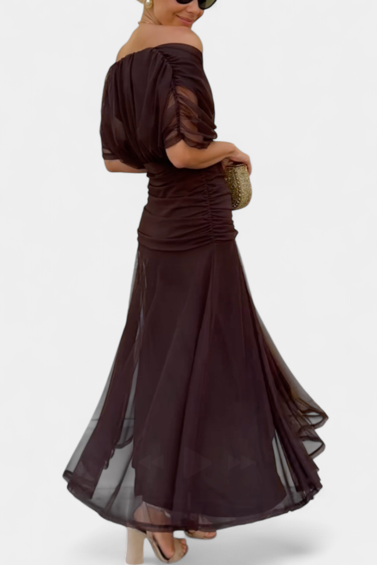 Image of Floor | Dames Off-Shoulder Wrap Midi Jurk