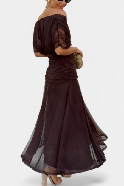 Image of Floor | Dames Off-Shoulder Wrap Midi Jurk