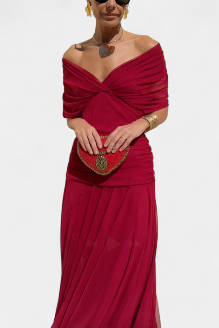 Image of Floor | Dames Off-Shoulder Wrap Midi Jurk