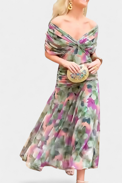 Image of Floor | Dames Off-Shoulder Wrap Midi Jurk
