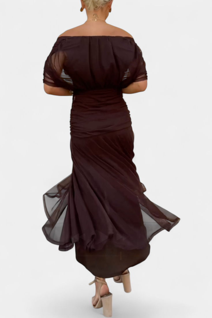 Image of Floor | Dames Off-Shoulder Wrap Midi Jurk