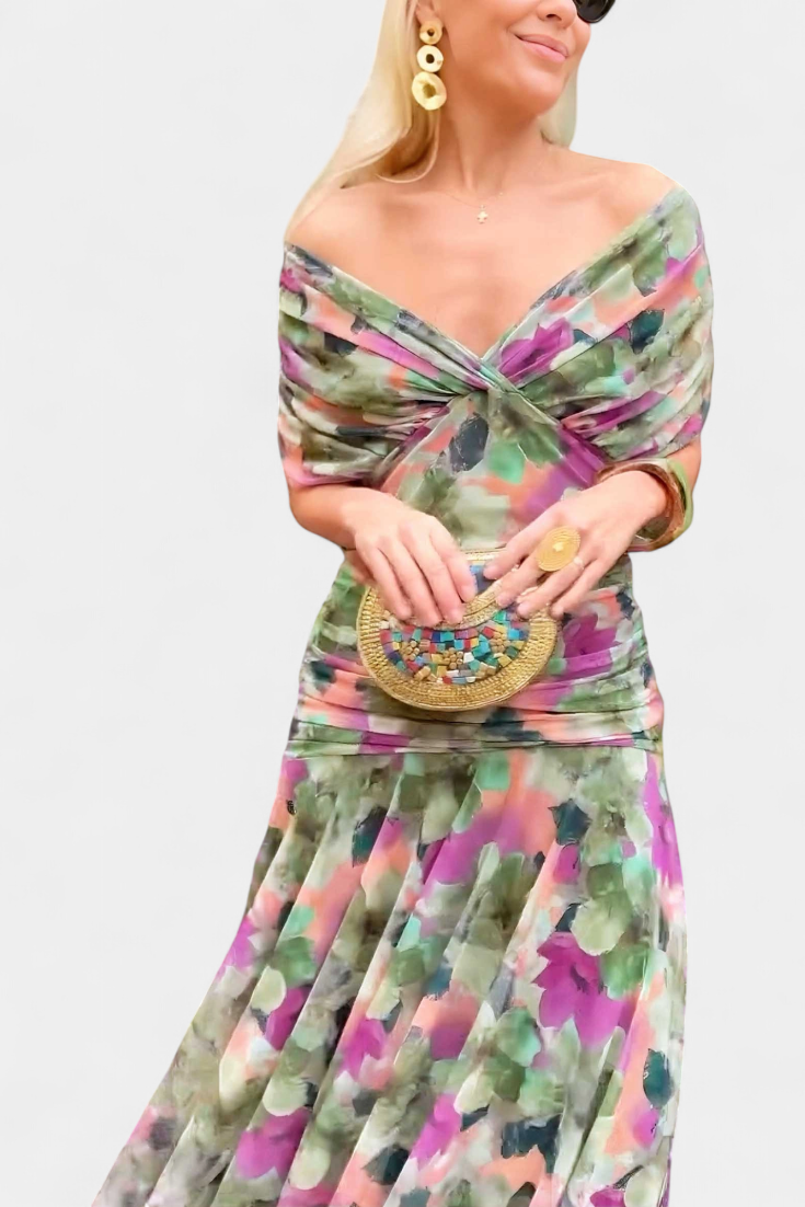 Image of Floor | Dames Off-Shoulder Wrap Midi Jurk