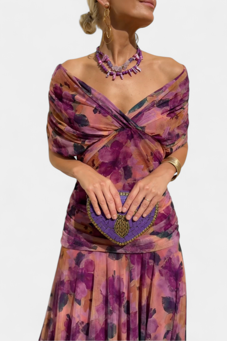 Image of Floor | Dames Off-Shoulder Wrap Midi Jurk