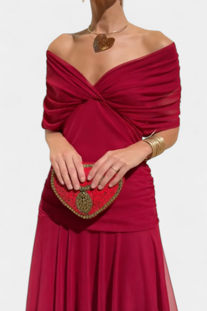 Image of Floor | Dames Off-Shoulder Wrap Midi Jurk