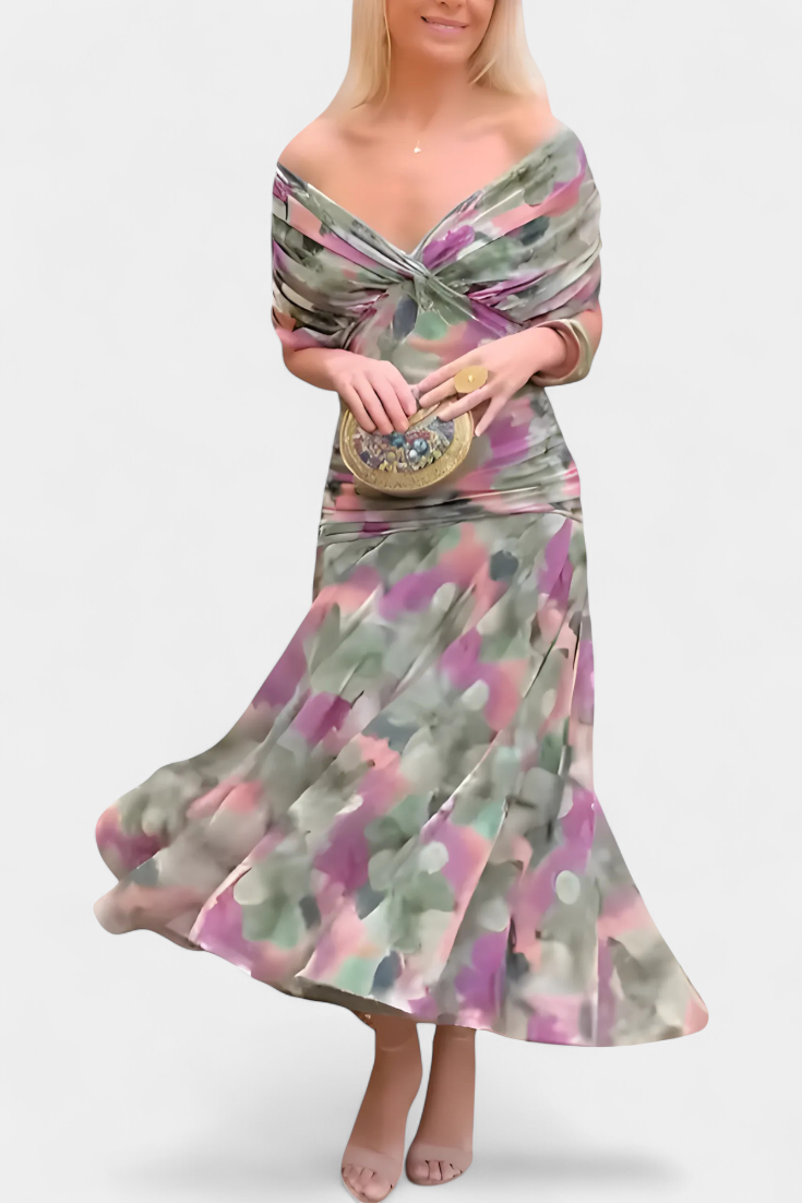 Image of Floor | Dames Off-Shoulder Wrap Midi Jurk