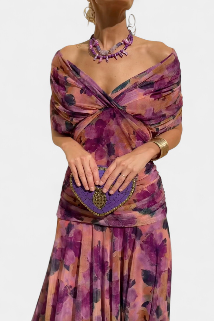 Image of Floor | Dames Off-Shoulder Wrap Midi Jurk