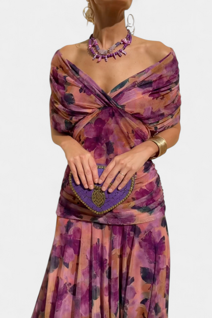 Image of Floor | Dames Off-Shoulder Wrap Midi Jurk