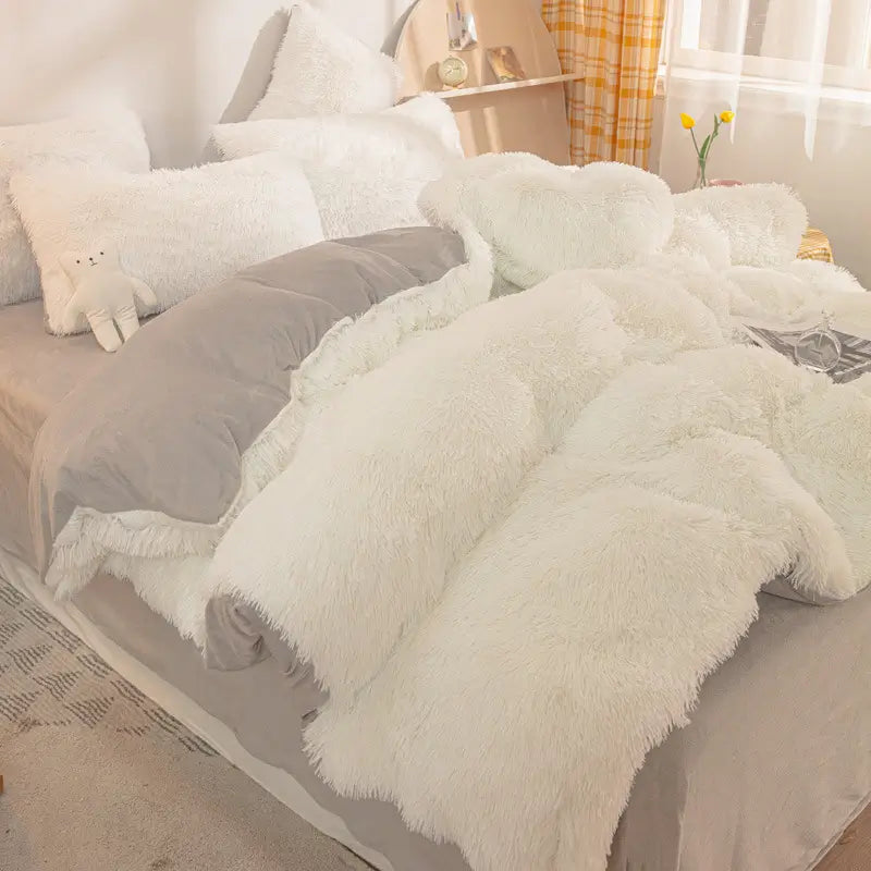 Fluffy teddy fleece dekbedovertrekset - Warm & extra zacht