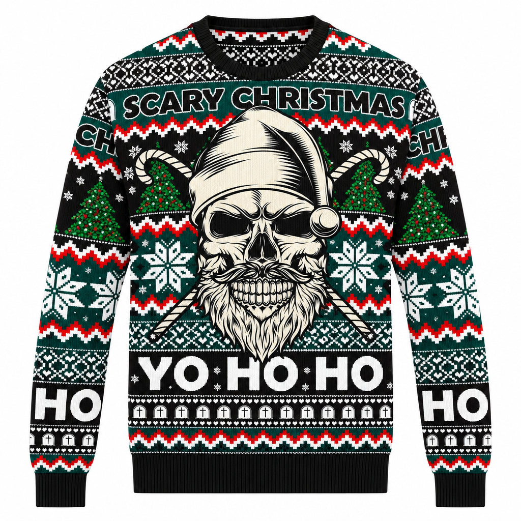 Foute kersttrui voor heren met doodshoofdprint in grunge-look