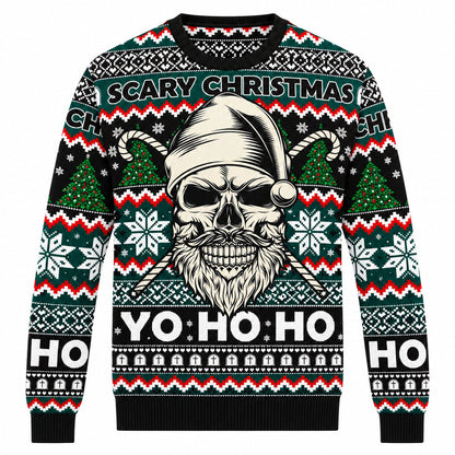 Foute kersttrui voor heren met doodshoofdprint in grunge-look