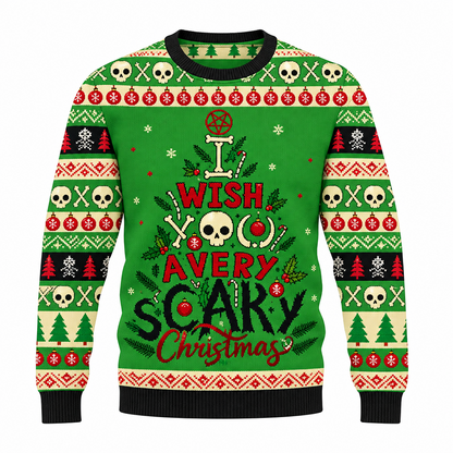 Foute kersttrui voor heren met doodshoofdprint in grunge-look