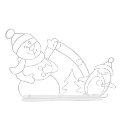 Geanimeerde led-kerstverlichting met sneeuwballengevecht - Sneeuwpop en pinguïn kerstdecoratie voor buiten