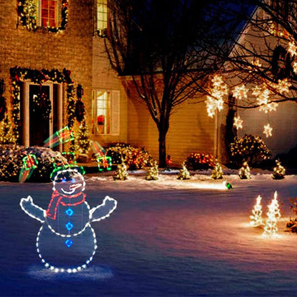 Geanimeerde led-kerstverlichting met sneeuwballengevecht - Sneeuwpop en pinguïn kerstdecoratie voor buiten