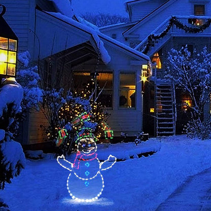 Geanimeerde led-kerstverlichting met sneeuwballengevecht - Sneeuwpop en pinguïn kerstdecoratie voor buiten