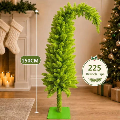 Gebogen kerstboom - Smal speels model met volle takken en metalen voet