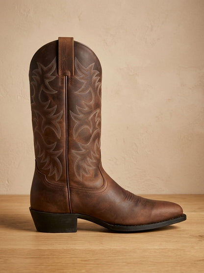 Geborduurde halfhoge western cowboylaarzen met blokhak voor dames, zwart