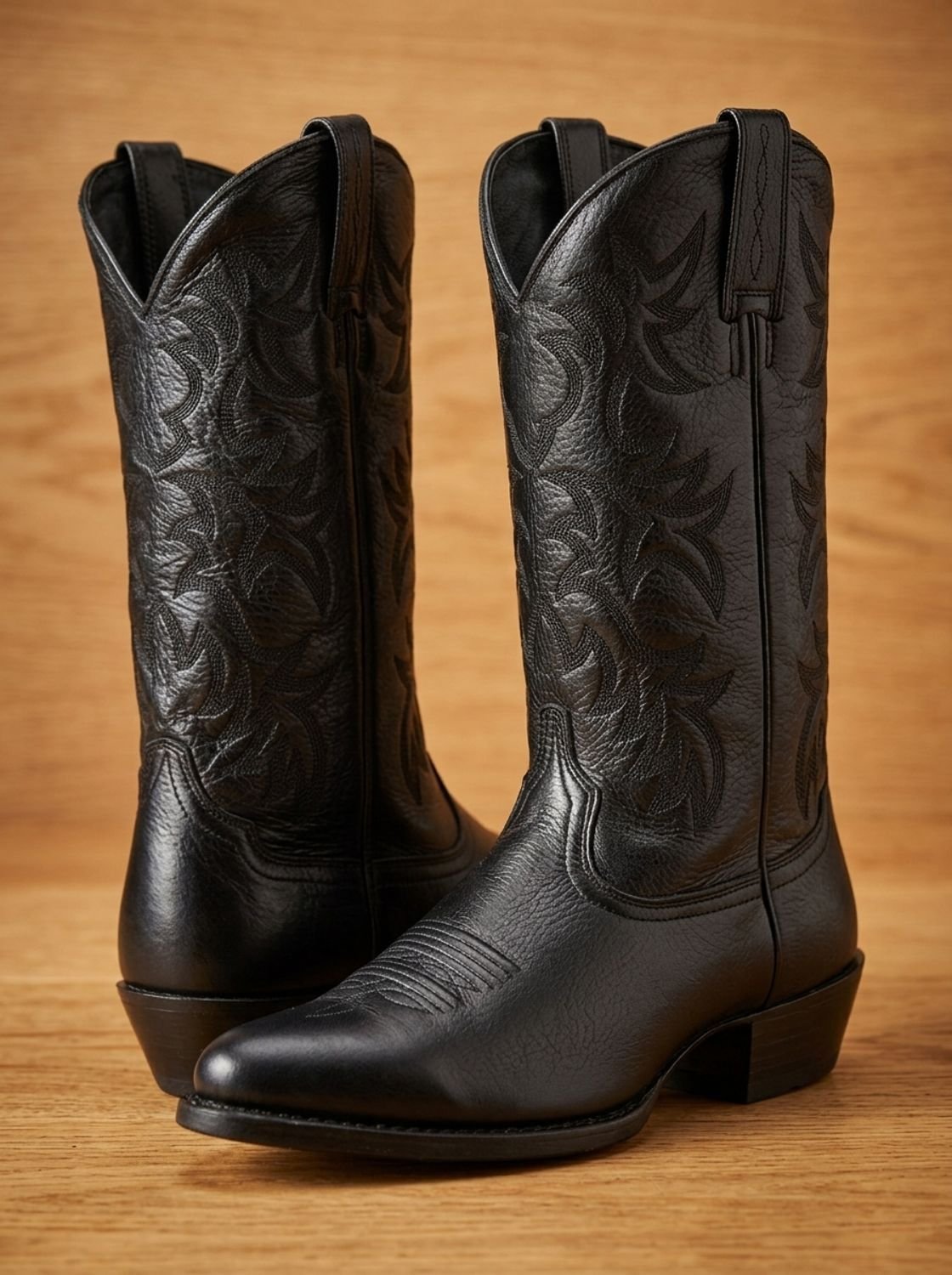 Geborduurde halfhoge western cowboylaarzen met blokhak voor dames, zwart