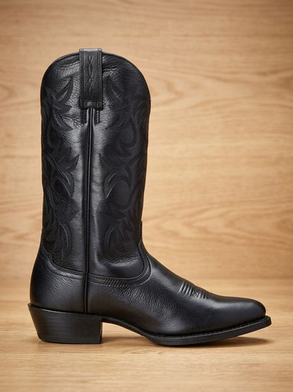 Geborduurde halfhoge western cowboylaarzen met blokhak voor dames, zwart