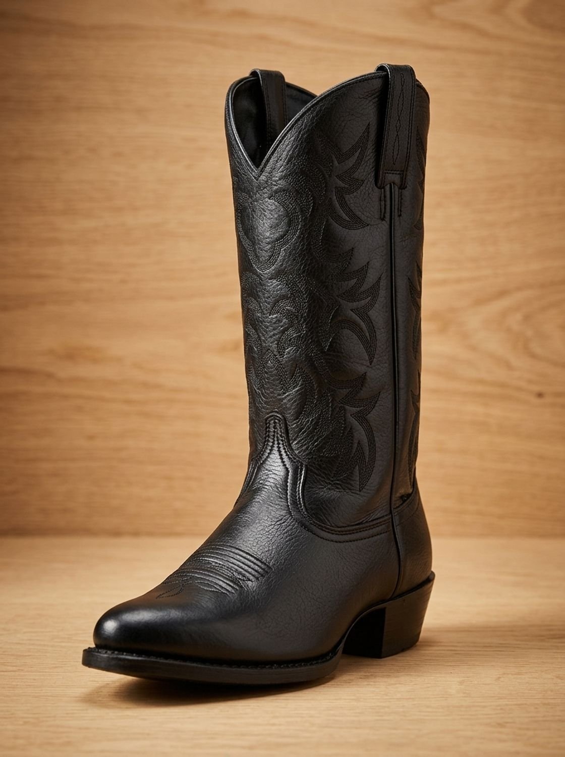 Geborduurde halfhoge western cowboylaarzen met blokhak voor dames, zwart