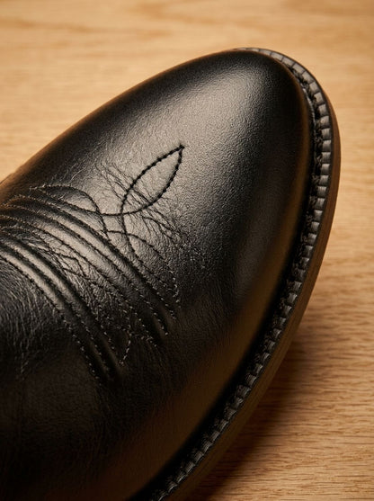 Geborduurde halfhoge western cowboylaarzen met blokhak voor dames, zwart