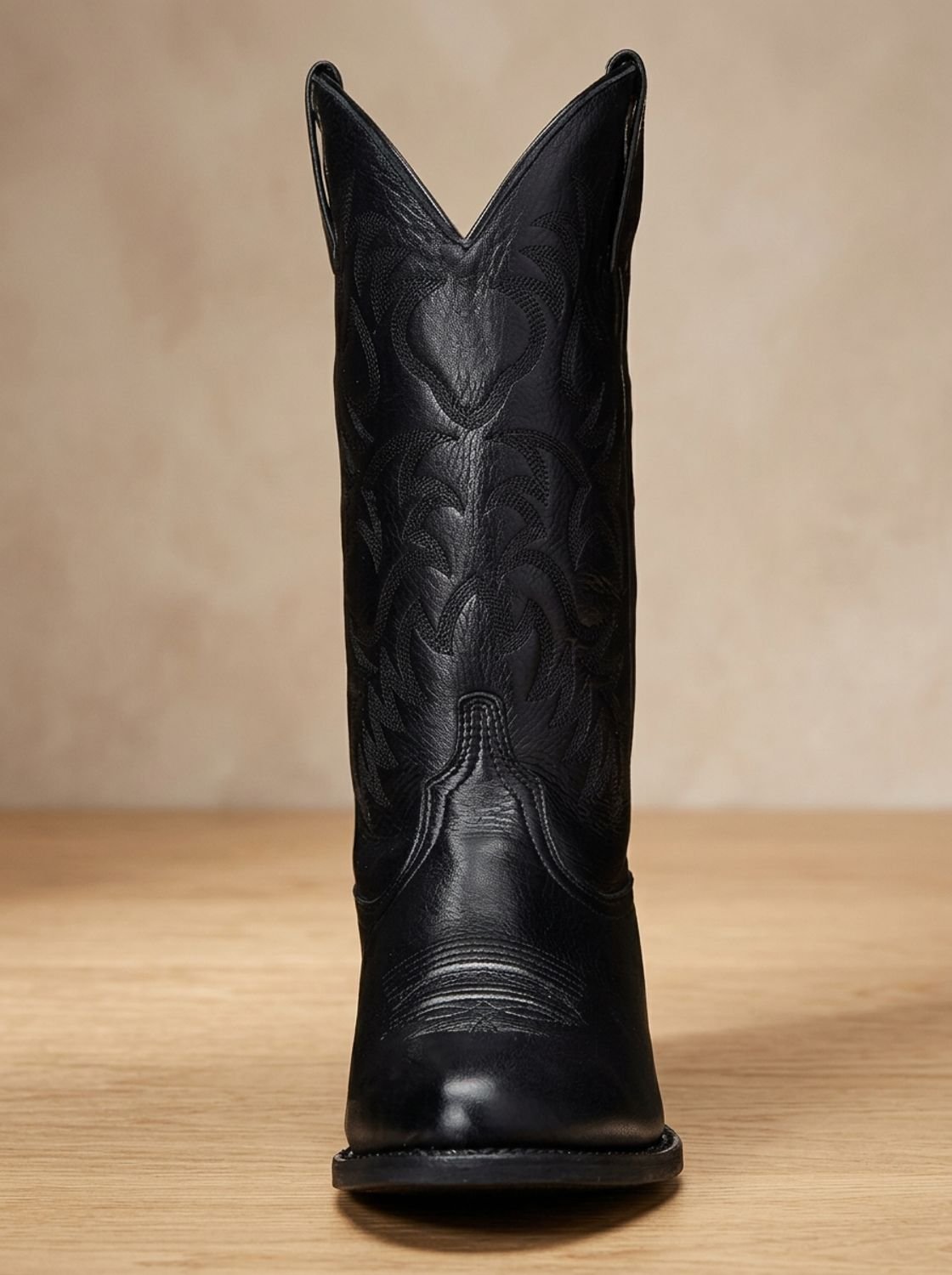 Geborduurde halfhoge western cowboylaarzen met blokhak voor dames, zwart