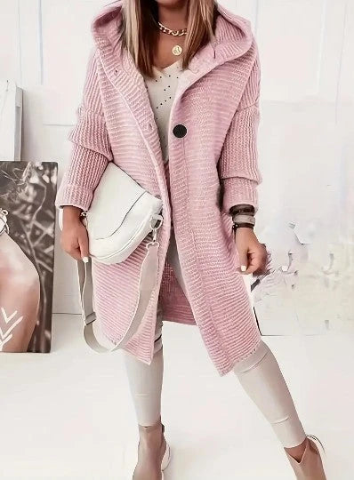 Image of Gebreid damesvest met capuchon