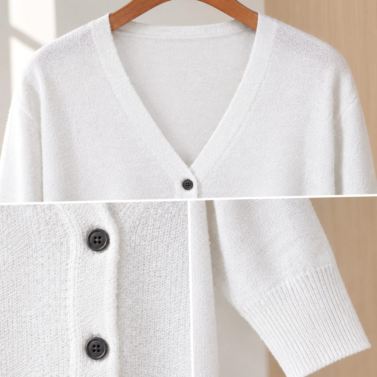 Gebreid damesvest met V-hals en knoopsluiting - relaxed fit