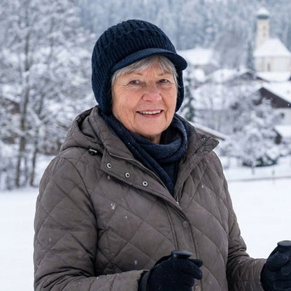 Gebreide wintermuts met klep en zachte voering
