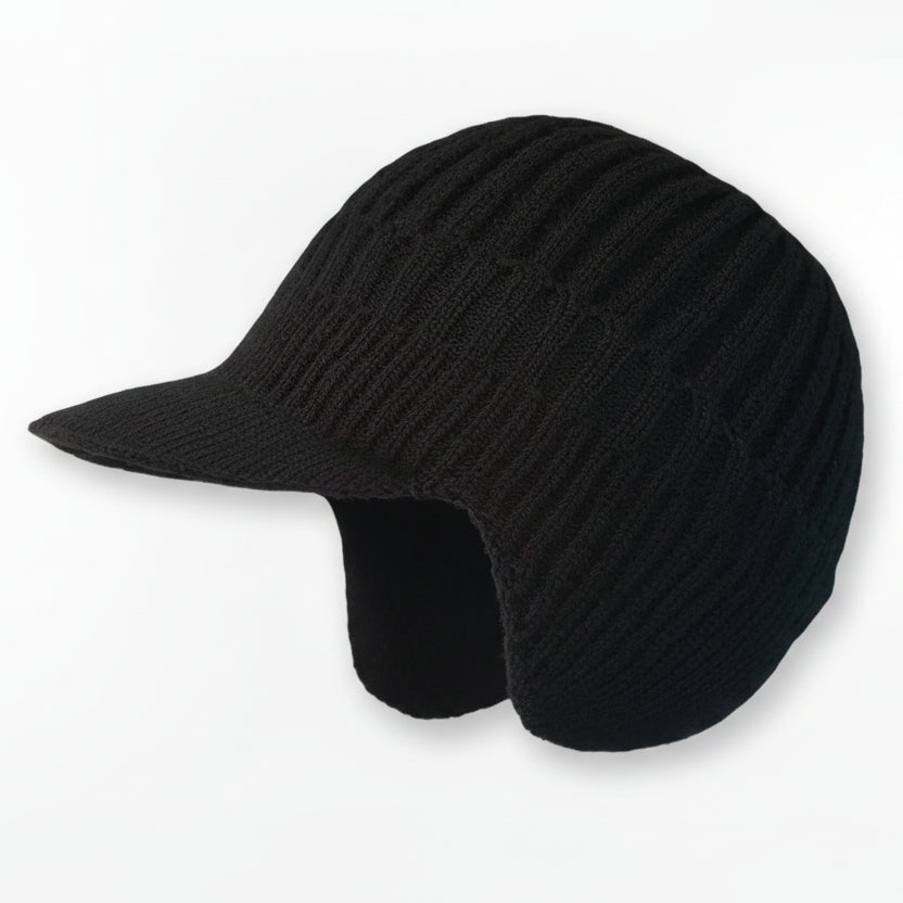 Gebreide wintermuts met klep en zachte voering