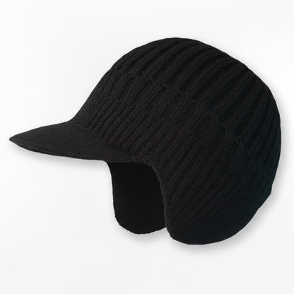 Gebreide wintermuts met klep en zachte voering