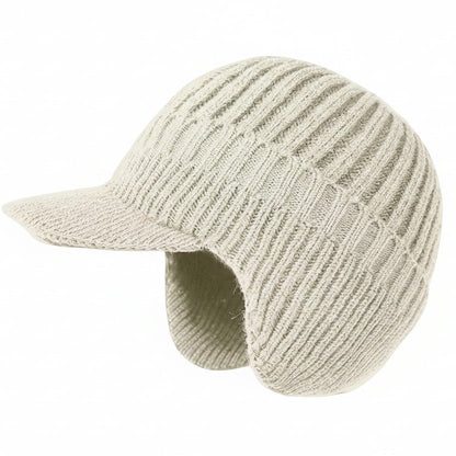 Gebreide wintermuts met klep en zachte voering