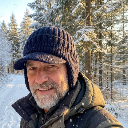 Gebreide wintermuts met klep en zachte voering