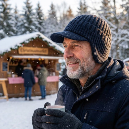 Gebreide wintermuts met klep en zachte voering
