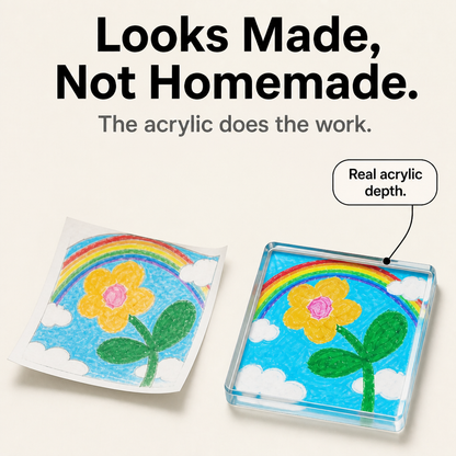 Gepersonaliseerde acryl koelkastmagneten met kindertekening