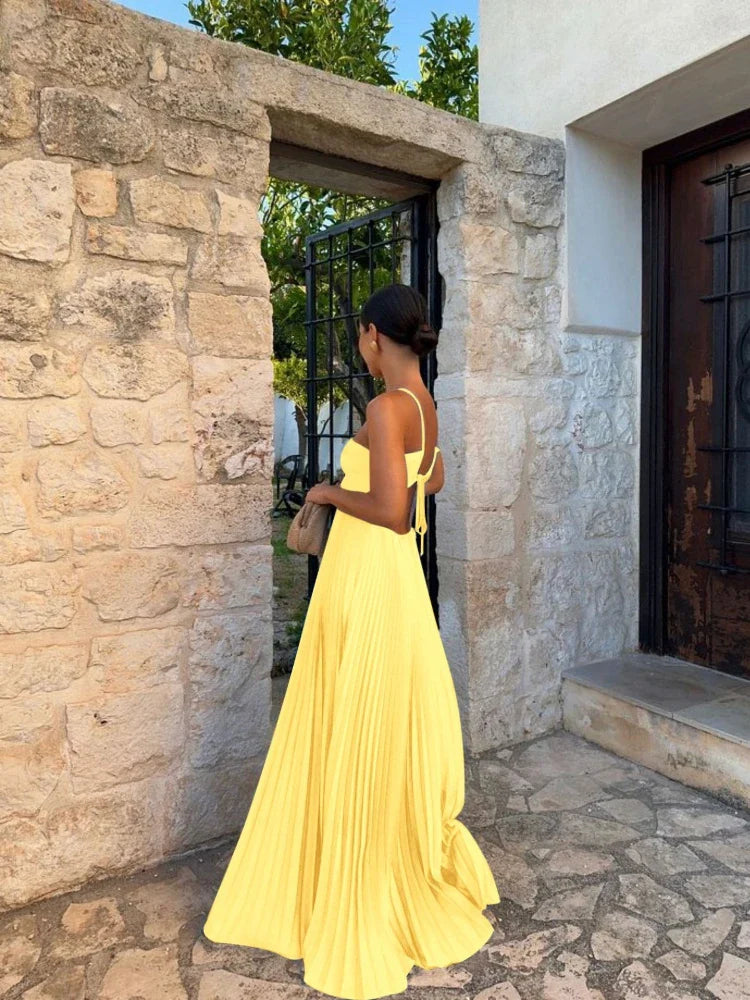 Image of Geplooide Halter Maxi-jurk voor Dames