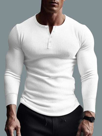 Geribbeld henleyshirt voor heren - Dagelijks comfort en stijl