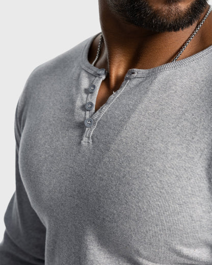 Geribbeld henleyshirt voor heren - Dagelijks comfort en stijl
