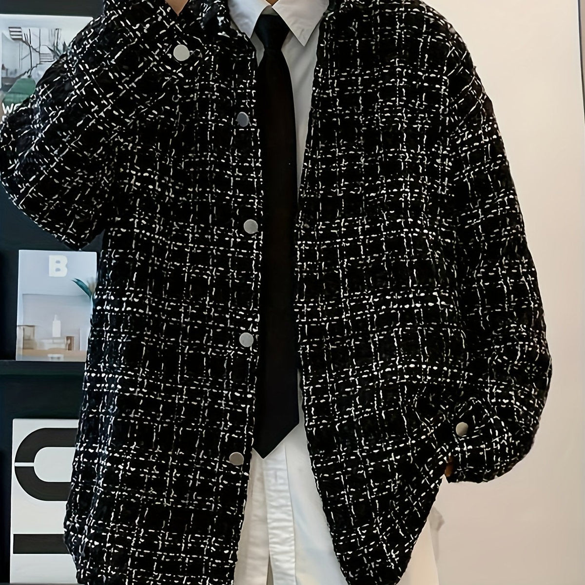 Geruit overshirt met textuur