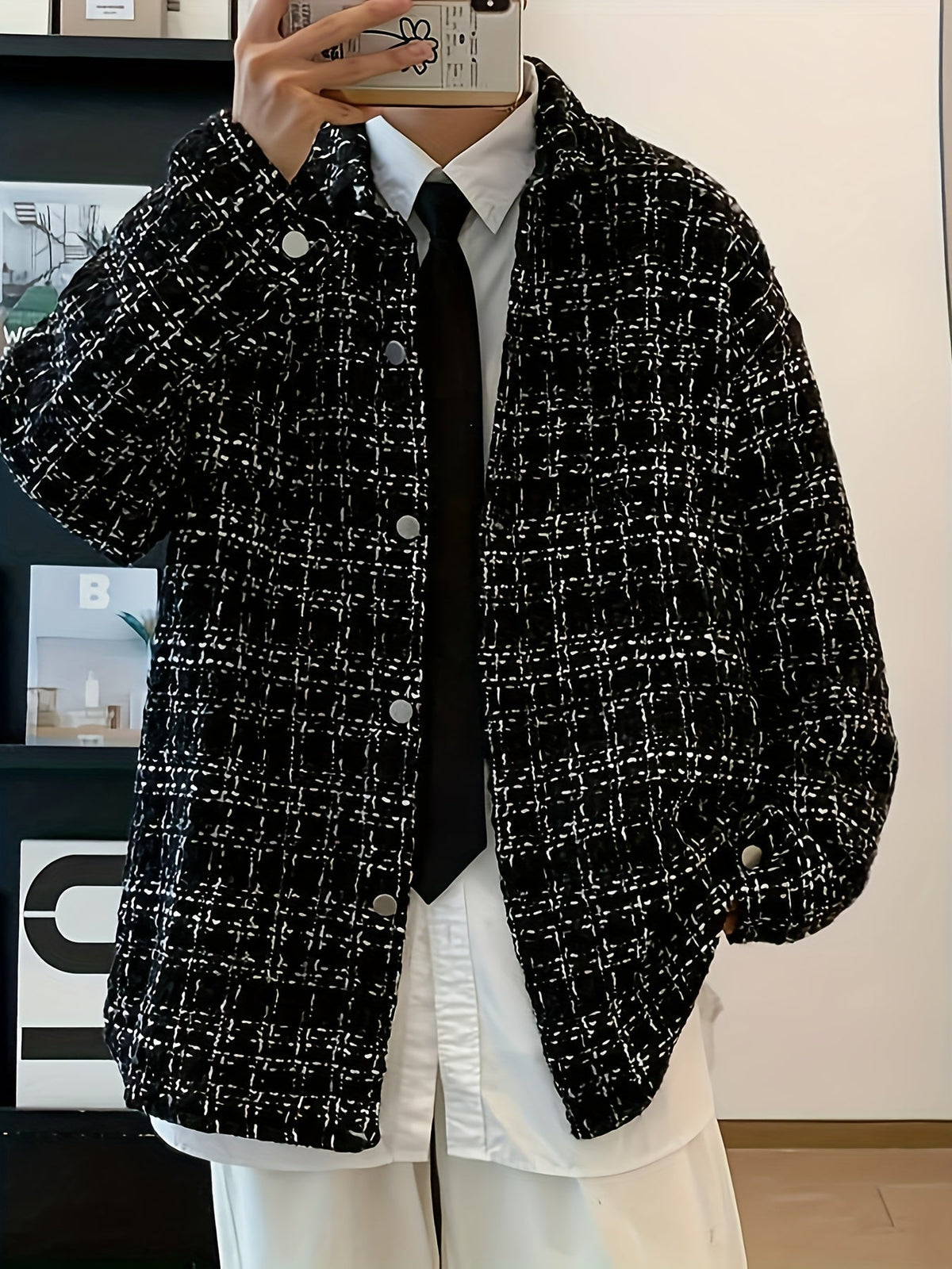 Geruit overshirt met textuur